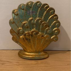 Gondor Antique Gold Crackle Vase, Mid Century Signed   12” X 10” X 3 1/2”  B26