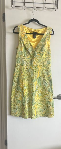 Yellow and green paisley dress