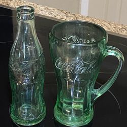 Vintage Coca-Cola Bottle And Mug Glass