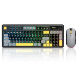 Wireless RGB Keyboard & Mouse Combo – Bluetooth/2.4G/Wired – Rechargeable (Black)