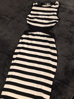 Black and White striped Dress