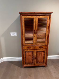 Tropical Bamboo and Rattan Storage Cabinet/Armoire