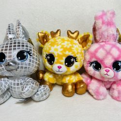 6” Gund P.Lushes Daisy Doeme Glittery Fawn Plush + Disco Bunny + Trixie Bun