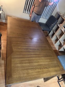 Large Wood Dining Table with Metal Legs
