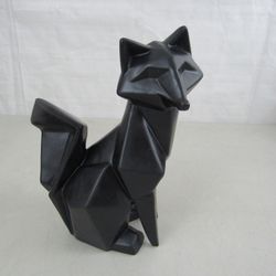 Ceramic Black Fox Figurine 9 1/2" Tall


