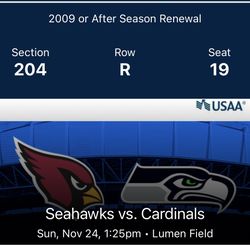 2 Seahawks Vs. Cardinals Tickets