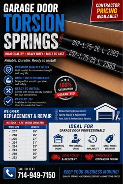 Garage door torsion springs and replacement