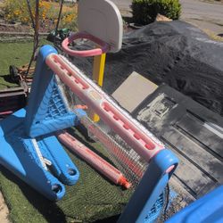 Free Kids Basketball Hoop And Two Soccer Goals