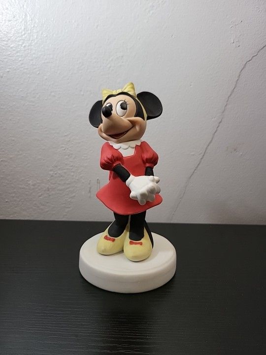 Vintage Walt Disney World Minnie Mouse Ceramic Bisque Large Figurine