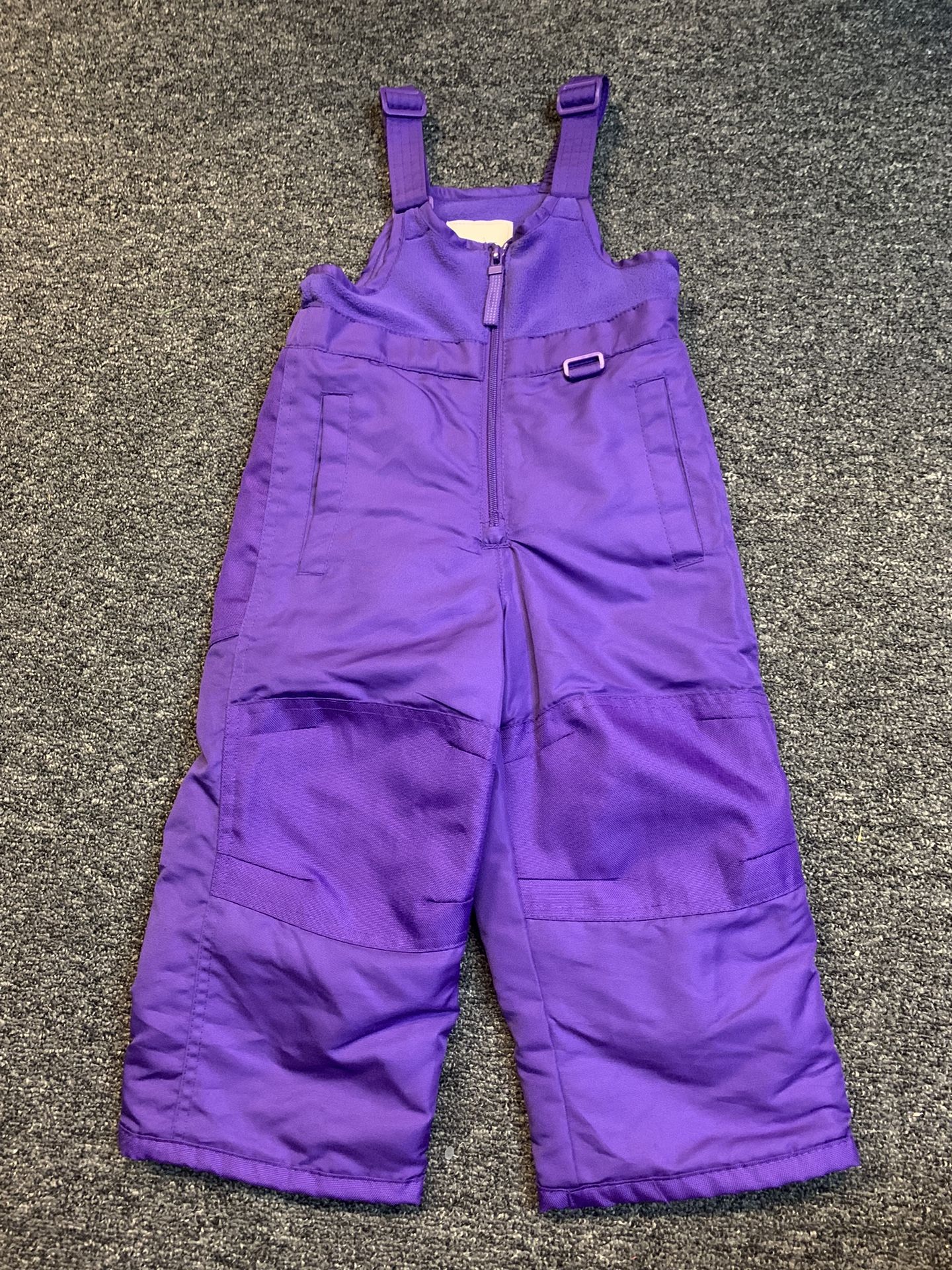 Cherokee toddler girls size 2T purple bib overall snow pants with reinforced knees