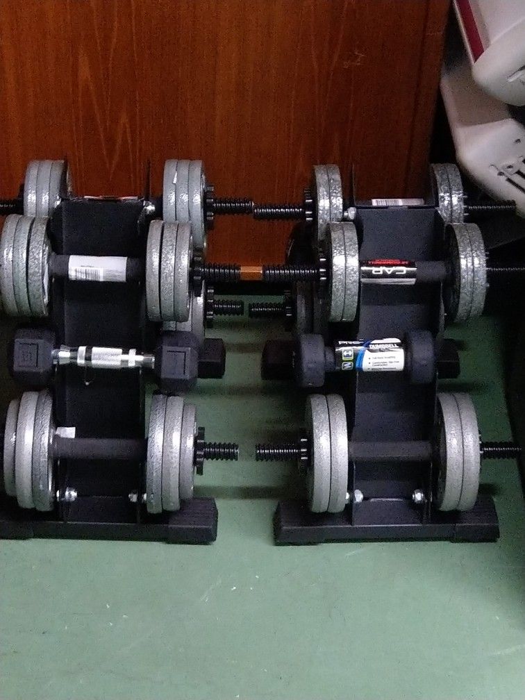 Dumbells And Steel Stands All New With Tags 2 Sets