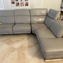 Reclining Sofa W Right Chaise Leather From El Dorado
