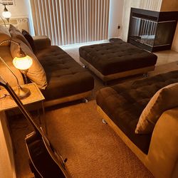 Cozy Sofa Set with Two Couches and Large Ottoman - Gently Used and Deep Cleaned