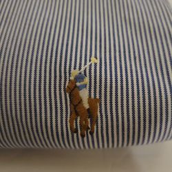 Ralph Lauren Blue White Stripe Long Sleeve Custom Fit Dress Shirt Size 16 1/2