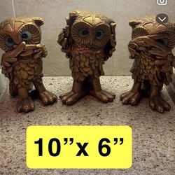 2 sets of 3 Owls decor