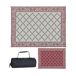 BRAND NEW Large maroon and  gold Outdoor 9’x12’ Reversible plastic straw rug for camping