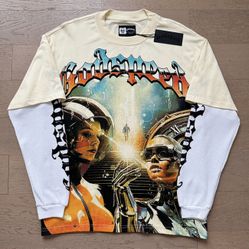 Godspeed Beige Graphic longsleeve ,size S 
