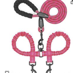 Correa iYoShop doble, giro de 360 grados, sin enredos, doble correa de entrenamiento para perro, cómoda absorción de golpes, elástica, reflectante, pa