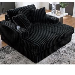 Signature Design by Ashley Midnight-Madness Oversized Chaise in Onyx 