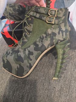 Camouflage booties heels #6