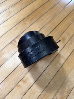 Vintage Polo Ralph Lauren Black Leather Belt Solid Brass Buckle Silver Sz. 38