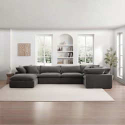 Huge Sereen 6-piece Fabric Modular Sectional Sofa, Dark Gray