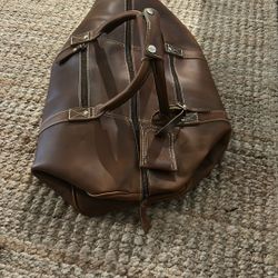 Brown Leather Komalc Duffel Bag