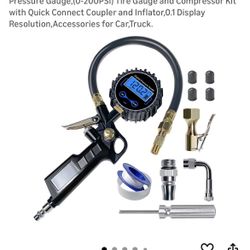 New Digital Tire Pressure Gauge,Tire Inflator with Pressure Gauge,(0-200PSI) Tire Gauge and Compressor Kit with Quick Connect Coupler and Inflator