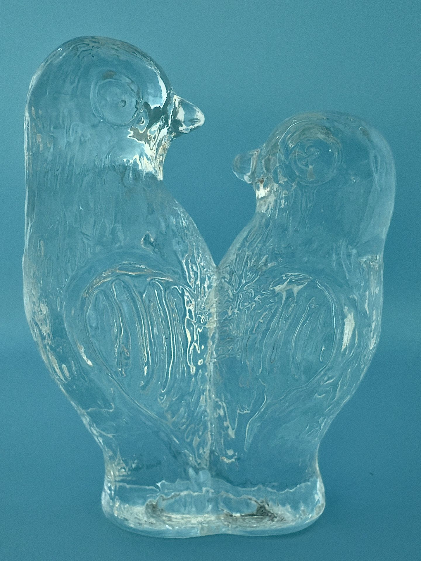 MCM Swedish Bergdala Glassworks Lovebirds Glass Sculpture, Mid-Century Modern Art *Price Reduced