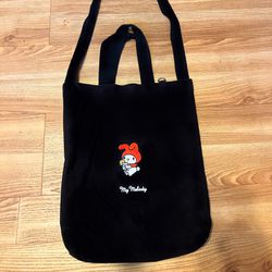 Embroidered My Melody Tote Bag, Black