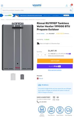 NEW RINNAI TANKLESS HOT WATER HEATER