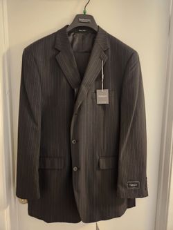 NEW WITH TAGS Men's Big & Tall VanHeusen Black Pintsriped Suit Jacket 4X-46 Long & Pants 44Wx32L $100 OBO (SE San Diego)
