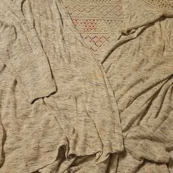 Grey Cardigan With Lace Back