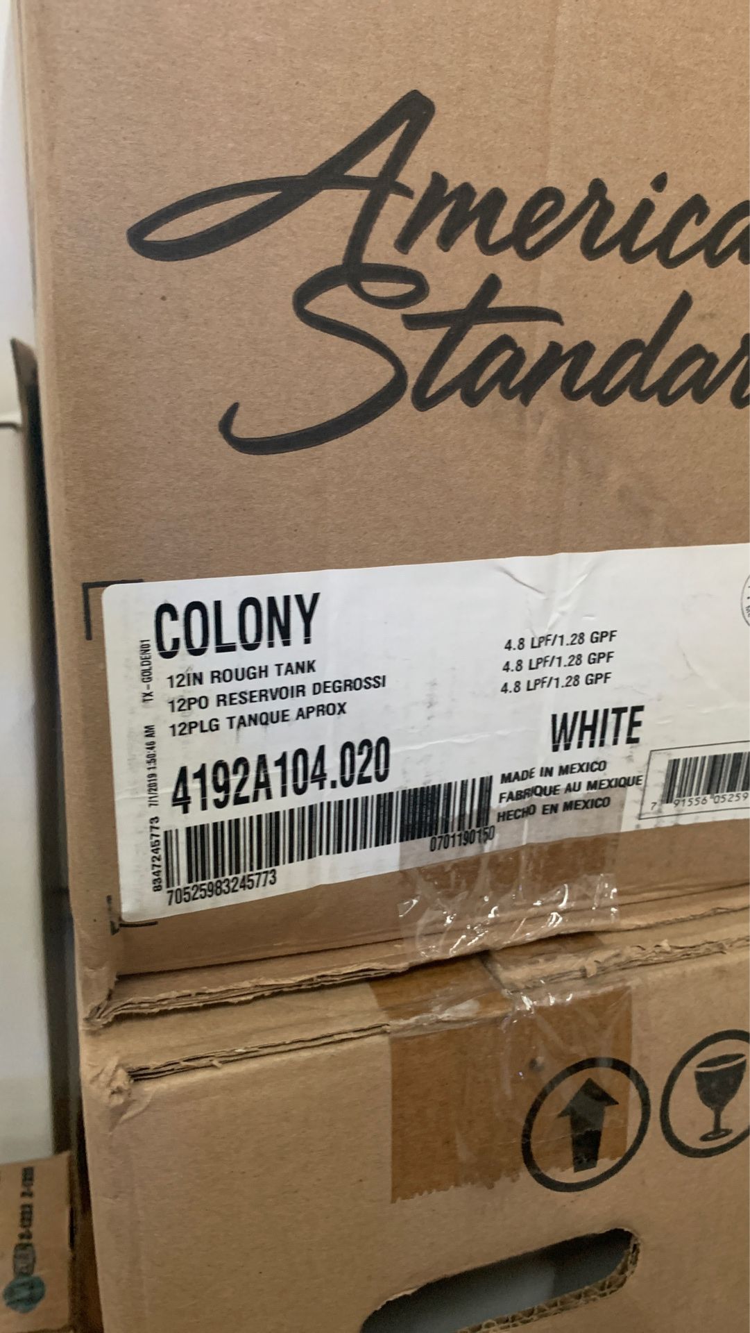 American standard 12in rough tank Colony