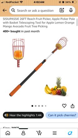 26FT Telescoping Fruit Picker Pole with Basket