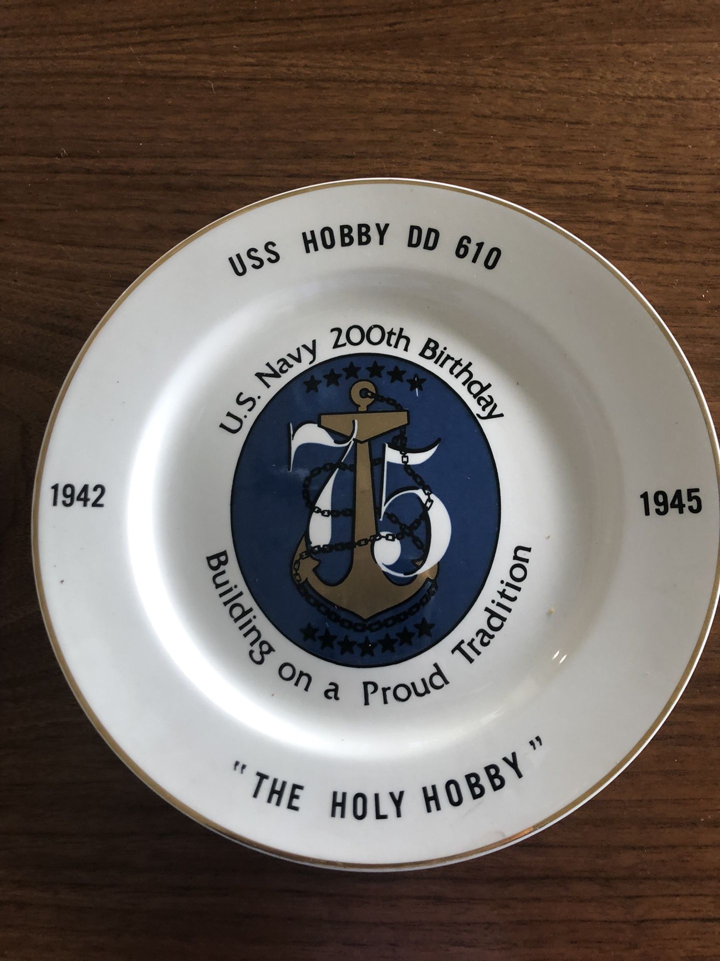 Plate Celebrating The Navy’s 200 Birthday 