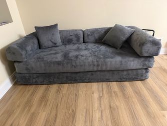 Like-New Gray Corduroy Sofa – Used Only 1 Week
