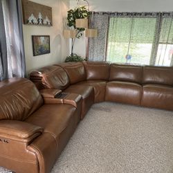 Brown Leather Sectional Couch