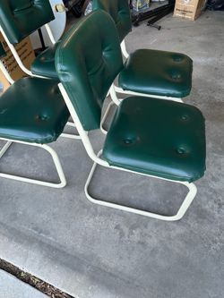 4 Green / Beige Chairs