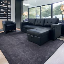 🔥BLACK Sectional Couch + Chair 💰$50 Down 🎁BRAND NEW 🚛Delivery Available 