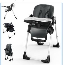 New Baby High Chair, Foldable Feeding Chair for Babies & Toddlers 4-in-1 Convertible;7 Height Settings;Reclining Seat;Easy-Clean Tray;5-Point Harness