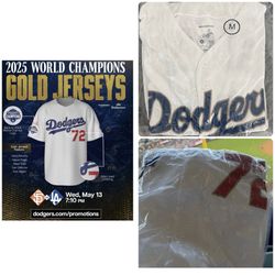 Los Angeles Dodgers 2025 World Series Gold Jersey Miguel Rojas SGA Size M