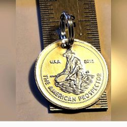 999 Fine Silver American Prospector Round Pendant / Charm - 20mm  - 1.10g