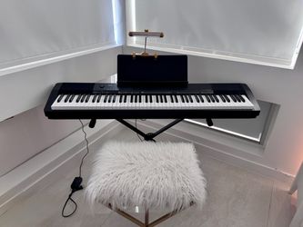 Casio Digital Piano Keyboard CDP-135 with Stand, Bench, Light, & Assorted Music