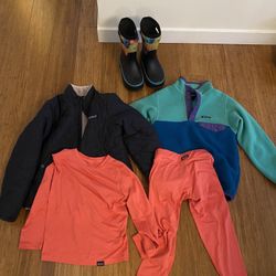 Patagonia Bundle Girls Base Layer XS Synchilla and Reversible Jacket 5-6 S 7-8