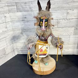Native American Navajo Kachina Doll Badger Handmade Signed 15” Tall