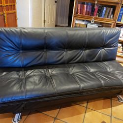 Black Faux Leather Futon