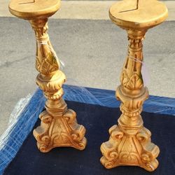 Tall Gold Pillar Candle Holders