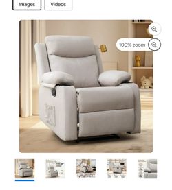 New in box Manual Small Recliner Chair with Fixed Base for Small Spaces Linen Fabric for Living Room,Beige, 7043