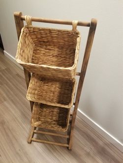 Shelf with wicker baskets